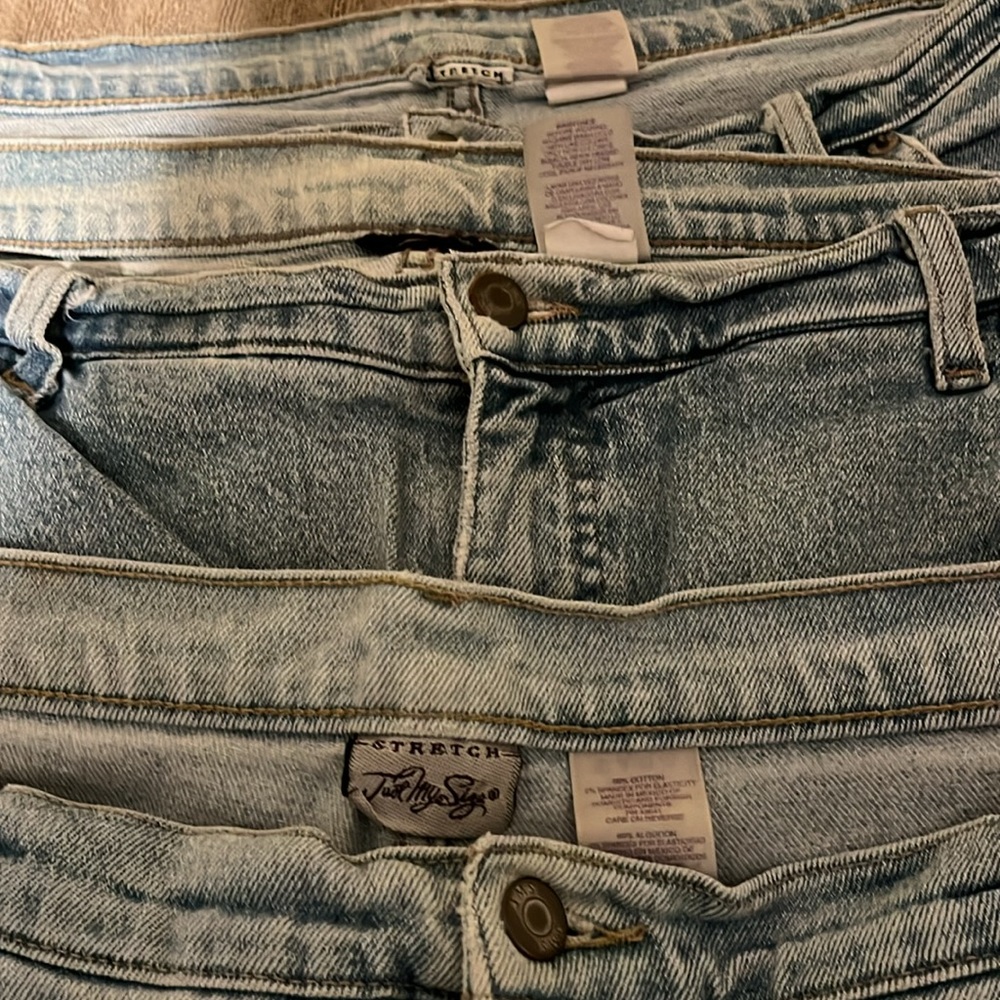 Just My Size blue jeans 18W three pair woman’s jeans slight wear hem scuffing